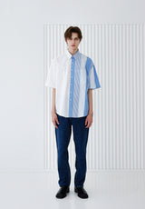 SOLID & MULTI STRIPE HALF SHIRT BLUE (6566875070582)