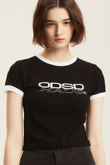 ODSDハウスクロップリンガーTシャツ/ ODSD House Crop Ringer T-shirt - 2COLOR