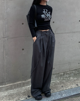 Stripe strap slacks
