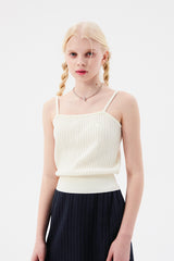チェリークロップニットノースリーブ / CHERRY CROP KNIT SLEEVELESS [IVORY]