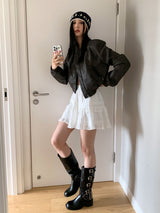 vintage leather zip-up