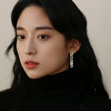SILVER BOLD CHAIN DROP EARRING (6680831426678)