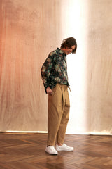 "PRE-ORDER 4/16~" VINTAGE FLOWER DROP-SHOULDER SHIRT (Black) (6546128928886)
