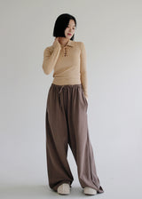 コルセットクロップカラーTシャツ/Corset Crop Collar T-shirt (3color)