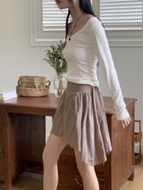 Reira unbalanced cotton mini skirt