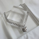 Melbie The Cat Series - Cat face Bold Chain Choker Necklace (Silver ver.) (Rapper Lee Youngji Necklace)