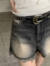 クレマウェスタンスターサークルスタッドレザーベルト / Crema Western Star Circle Stud Leather Belt
