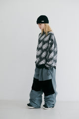 ファンスクリブリングオールオーバークルーネック / BSR2223FWPO079 FUN SCIBBLING ALL OVER CREWNECK BLACK