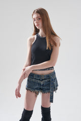 ストーンショートデニムパンツ / STONE SHORTS