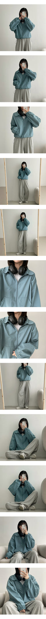 ランシーストリングナイロンカラーウィンドブレーカー / Lancy String Nylon Collar Windbreaker