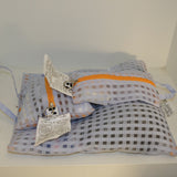 Glossy Cross Stripes Basic Pouch (Sky Orange)