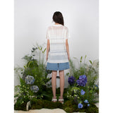 リネンストライプニットトップ / LINEN STRIPE KNIT TOP - WHITE