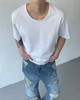 ウォッシングUネックショートスリーブTシャツ / JWA Washing U-neck Short-sleeved T-shirt (4 colors)