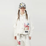 プリンテッドラウンドカラージャケット/[RECYCLE COTTON] PRINTED ROUND COLLAR JACKET_WHITE