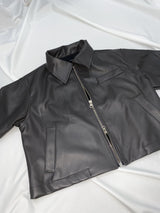 two-way crop leather jacket [2color]