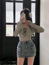 [BELLIDE MADE] SWING RIB CROPED LONG-Sleeved T-SHIRT