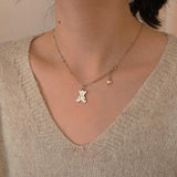 Heart Bear necklace - Silver