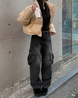 Oval cargo denim pants