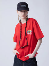 ハンバーガーTシャツ/[ENJOY YOUR MEAL] HAMBURGER 1/2 T-SHIRT_RED