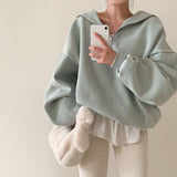 [BELLIDE MADE] Sailor Loose Fit Double-Sided Raised Half Zip-Up Sweat