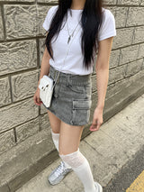 Y2k ツーポケットウォッシングベルトカーゴスカート / Y2k Two-Pocket Washing Belt Cargo Skirt