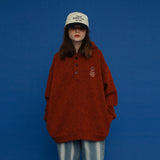 ボタンフリースフーディー/BUTTON FLEECE HOODIE_BRICK ORANGE