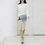 [NONCODE] Rumble Off-Shoulder Unbalanced Knitwear