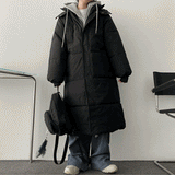 Lit hooded long padded coat