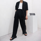 SI ハイウエストフレアベルトスラックス / SI High Waist Flare Belt Slacks (2 colors)