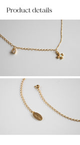 ハートクローバーペンダントサージカルチェーンネックレス/Heart clover pendant surgical chain necklace