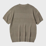 ブロックストライプ ハーフスリーブニット/BLOCK STRIPE HALF SLEEVE KNIT (KHAKI)