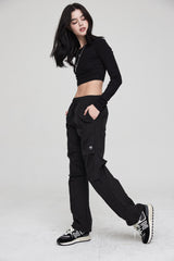 mii リブ LS クロップTシャツ / mii RIBBED LS CROP T-SHIRT BLACK