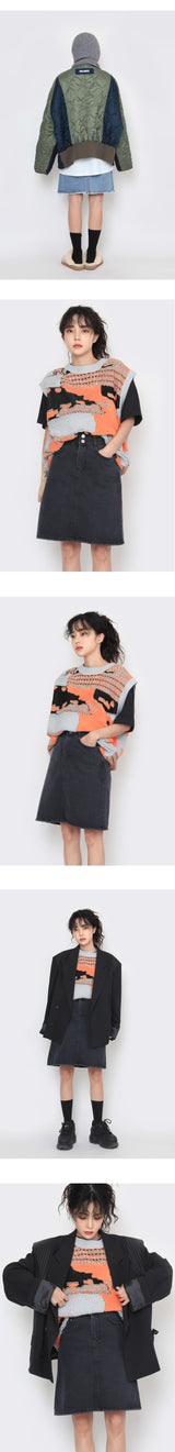 ハイデニムハーフレングススカート / high denim half-length skirt