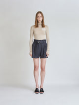 HIGH WAIST BELT BANDING HALF PANTS (6679779672182)