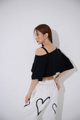 アンフッテッドオフショルダークロップTシャツ / TOP(9363) Unfooted Off Shoulder Crop