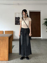 レイヤードシースルーレースパフ半袖Tシャツ/Poel layered see-through lace puff short sleeve T-shirt