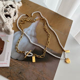 hiv パールハートキッチュネックレス/hiv Pearl heart kitsch necklace (2color)