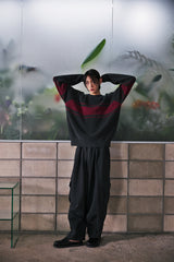 COLOR-LINE 7G KNIT CREW-NECK (Charcoal) / カラーラインニットクルーネック