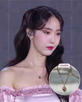  Modern Heart Rhinestone Layered Necklace - Gold Color (VIVIZ Sinb, Oh My Girl YooA, STAYC Seeun Necklace)