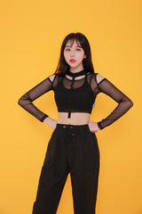 ショルダーメッシュクロップTシャツ / TOP(7807) Shoulder Mesh Crop Tee