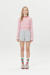スモールチェリークロップニット / SMALL CHERRY CABLE CROP KNIT [PINK]