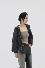 ピグメントフードジップアップ/Pigment hood zip-up (2color)