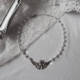 [VIVIZ Eunha, KISS OF LIFE Julie Necklace] Baroque Angel Pearl Choker Necklace - Silver Color