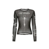 nunウィズガンタトゥートップ/0 6 nun with guns tattoo top - BLACK