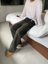 ASCLO Uネックシルケット長袖Tシャツ(4color)
