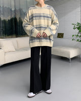 ストライプラウンドニットウェア/NI Striped Round Knitwear (2 colors)