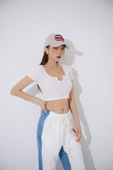 ミニVゴルジクロップTシャツ/TOP(9348) Mini V Golgi Crop Tee