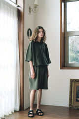 SOLAR PIGMENT 1/2 WIDE SWEAT PANTS (Khaki) (6680167350390)