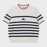 Dolphin stripe half sleeve knit