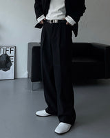 CRシャッフルツータックウールワイドパンツ (3 colors)